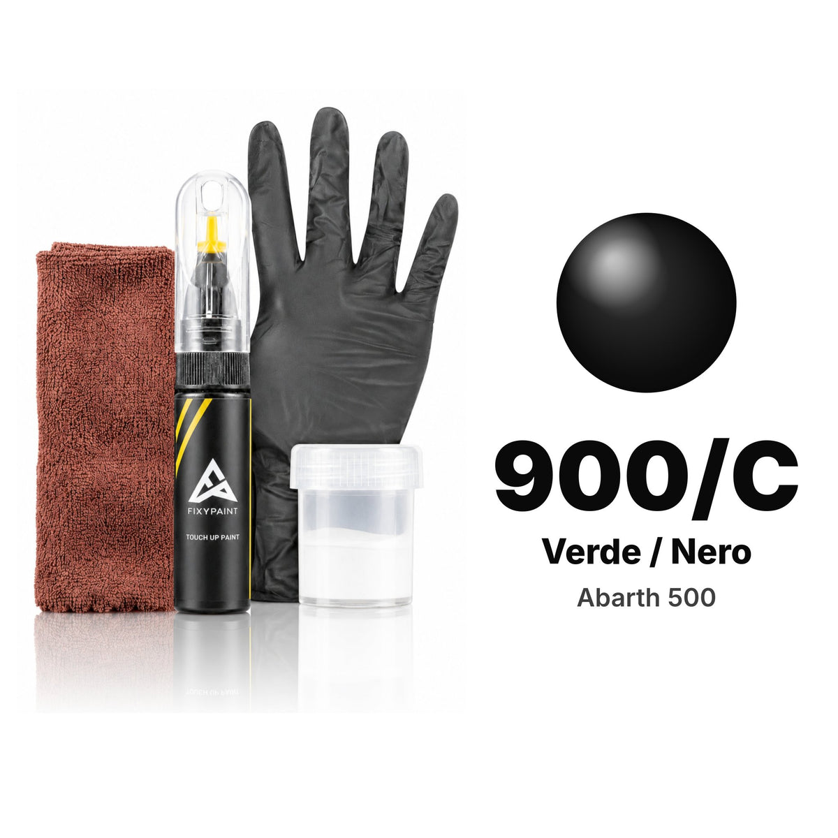 Touch-up paint for Abarth 500 900/C Verde / Nero, Complete kit