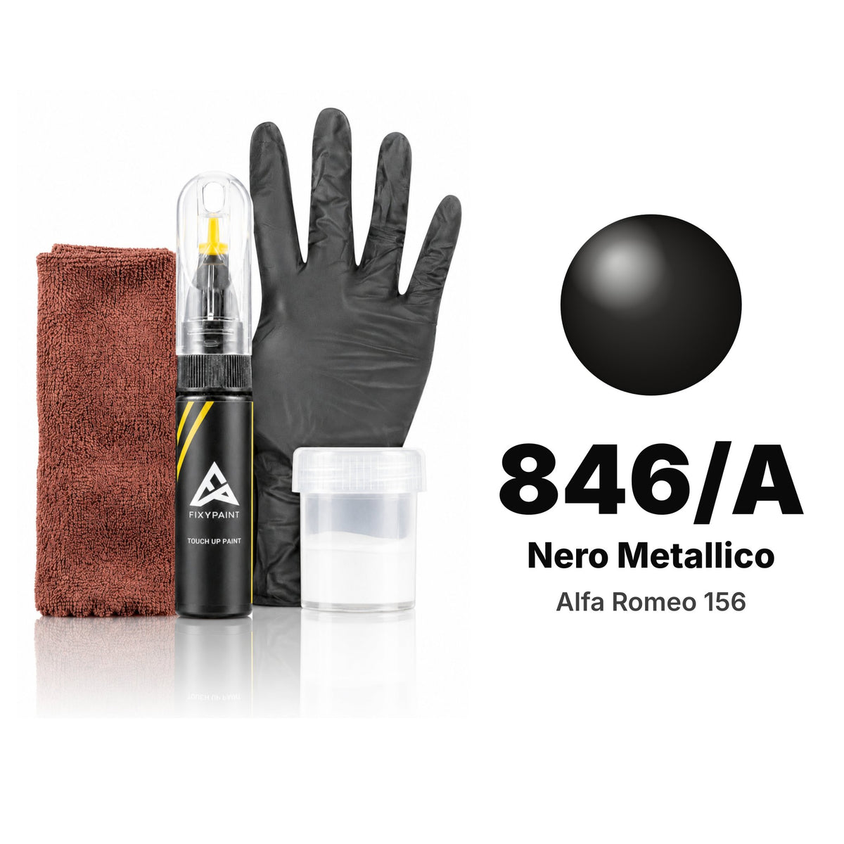 Touch-up paint for Alfa Romeo 156 846/A Nero Metallico, Complete kit
