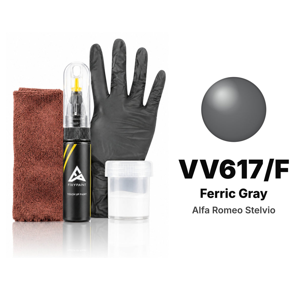 Lackstift für Alfa Romeo Stelvio – VV617/F Ferric Gray (2018), Set Komplett