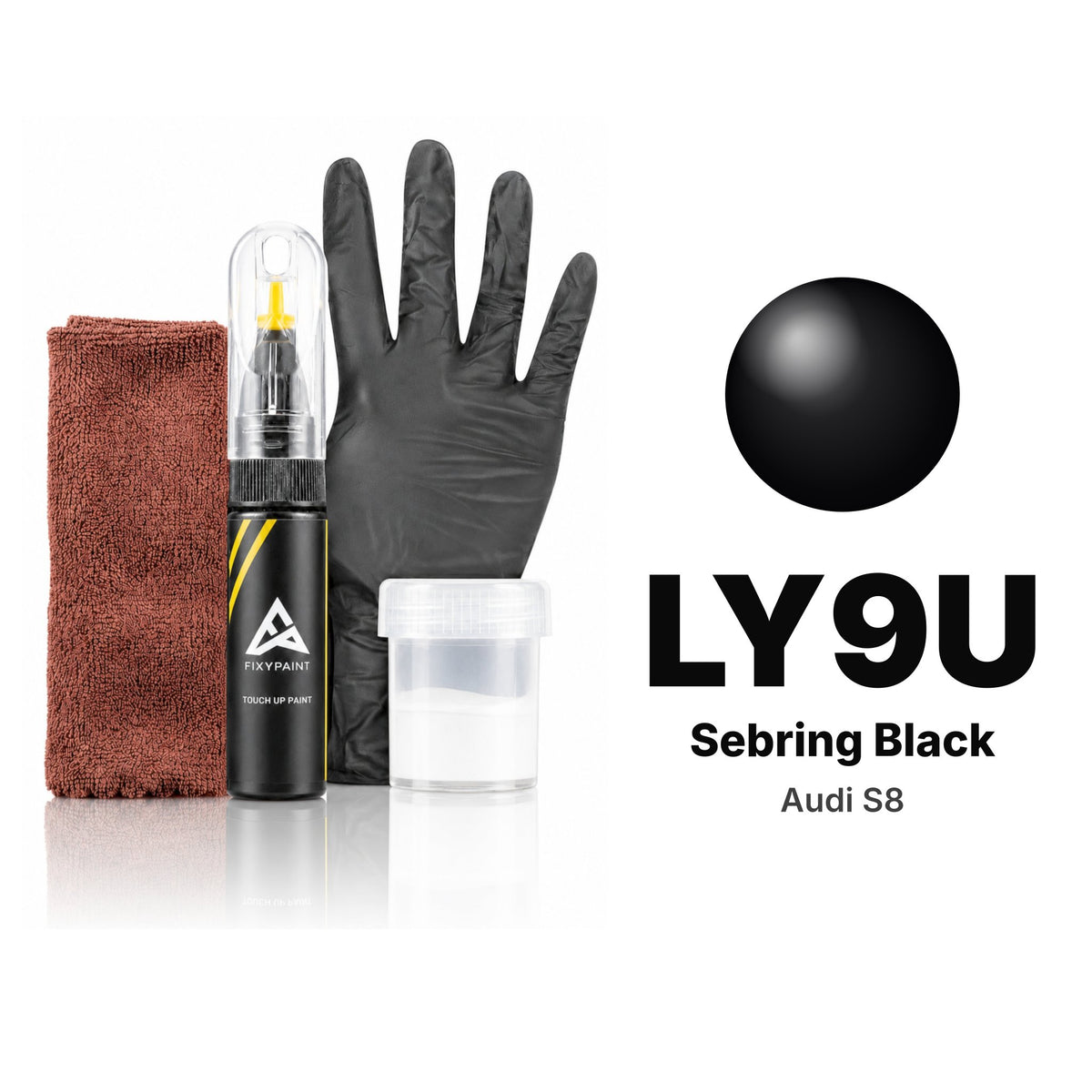 Touch-up paint for Audi S8 LY9U Sebring Black, Complete kit