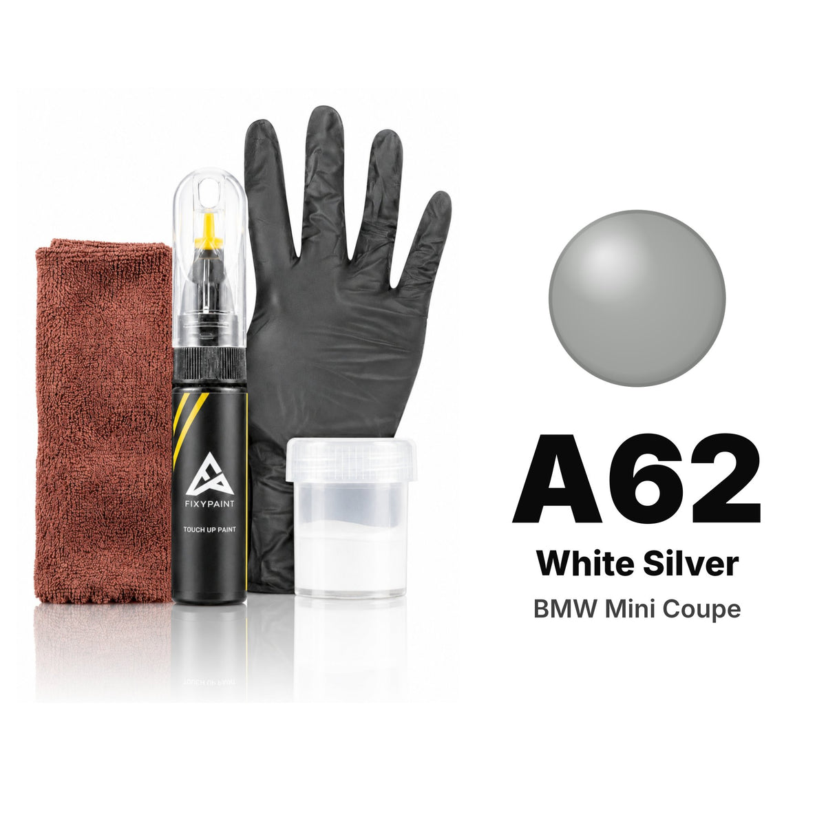 Vernice ritocco per BMW Mini Coupe – A62 White Silver (2012–2015), kit Completo