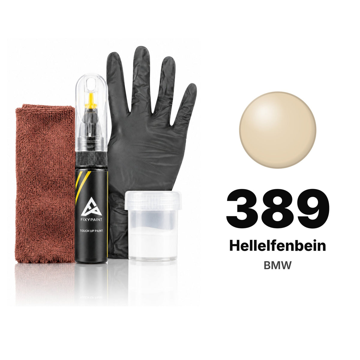Touch-up paint for BMW 389 Hellelfenbein, Complete kit