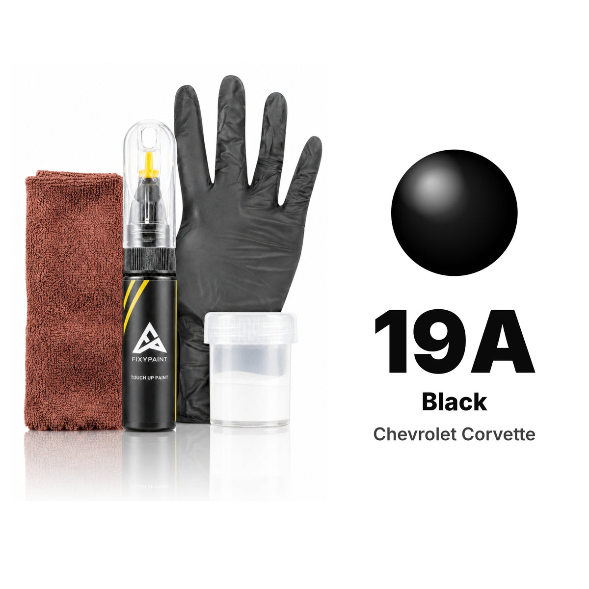 Touch-up paint for Chevrolet Corvette 19A Black, Complete kit