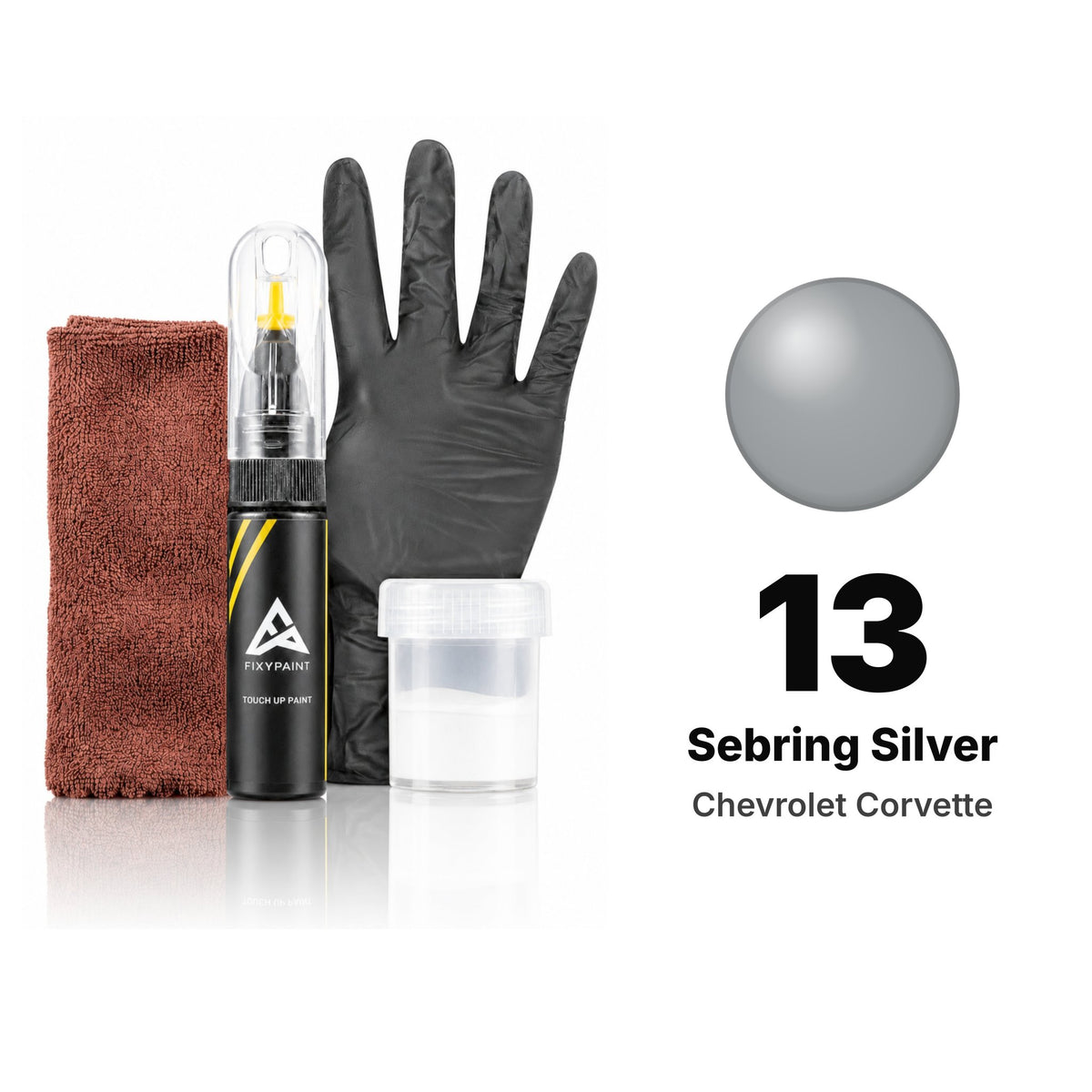 Touch-up paint for Chevrolet Corvette 13 Sebring Silver, Complete kit