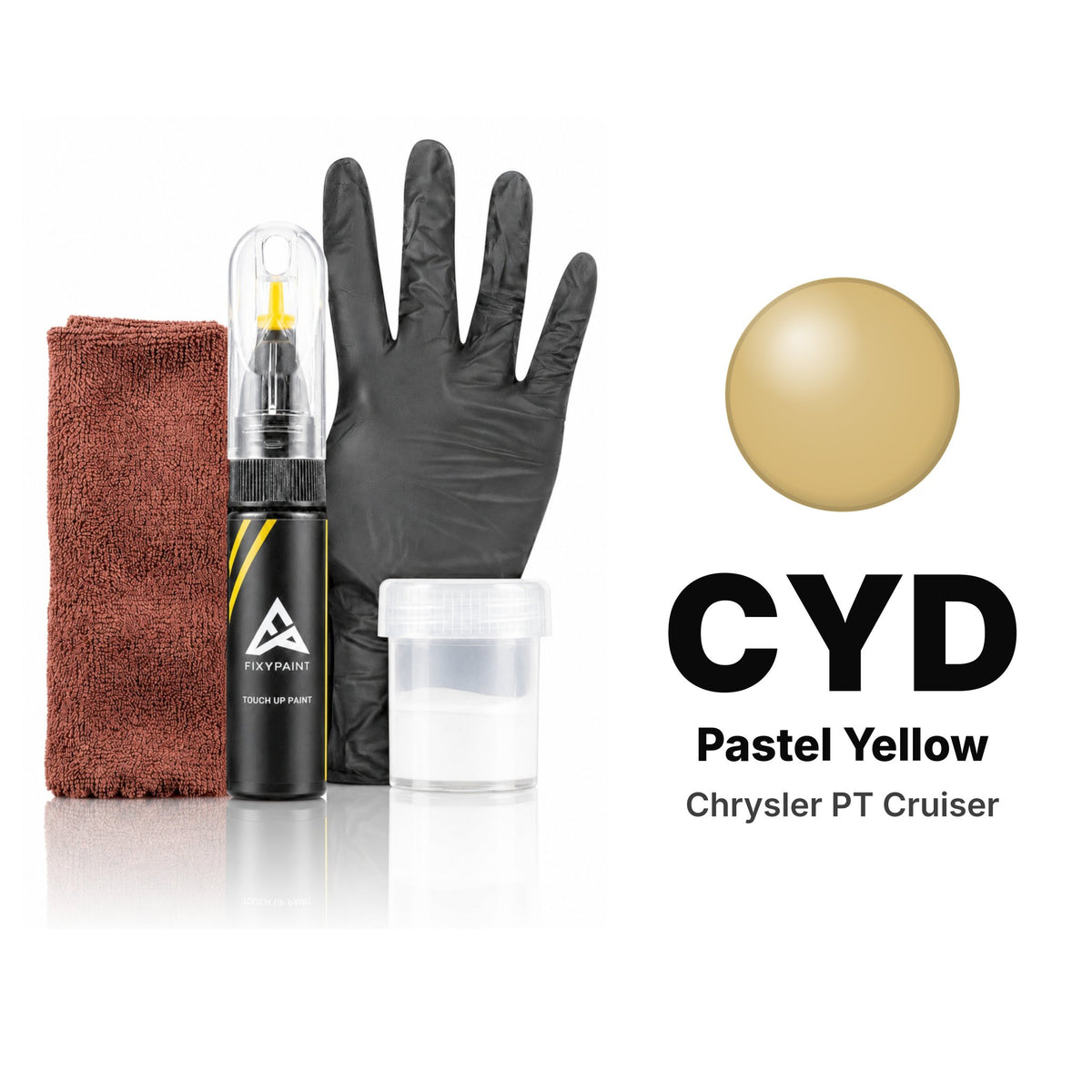 Touch-up paint for Chrysler PT Cruiser CYD Pastel Yellow, Complete kit