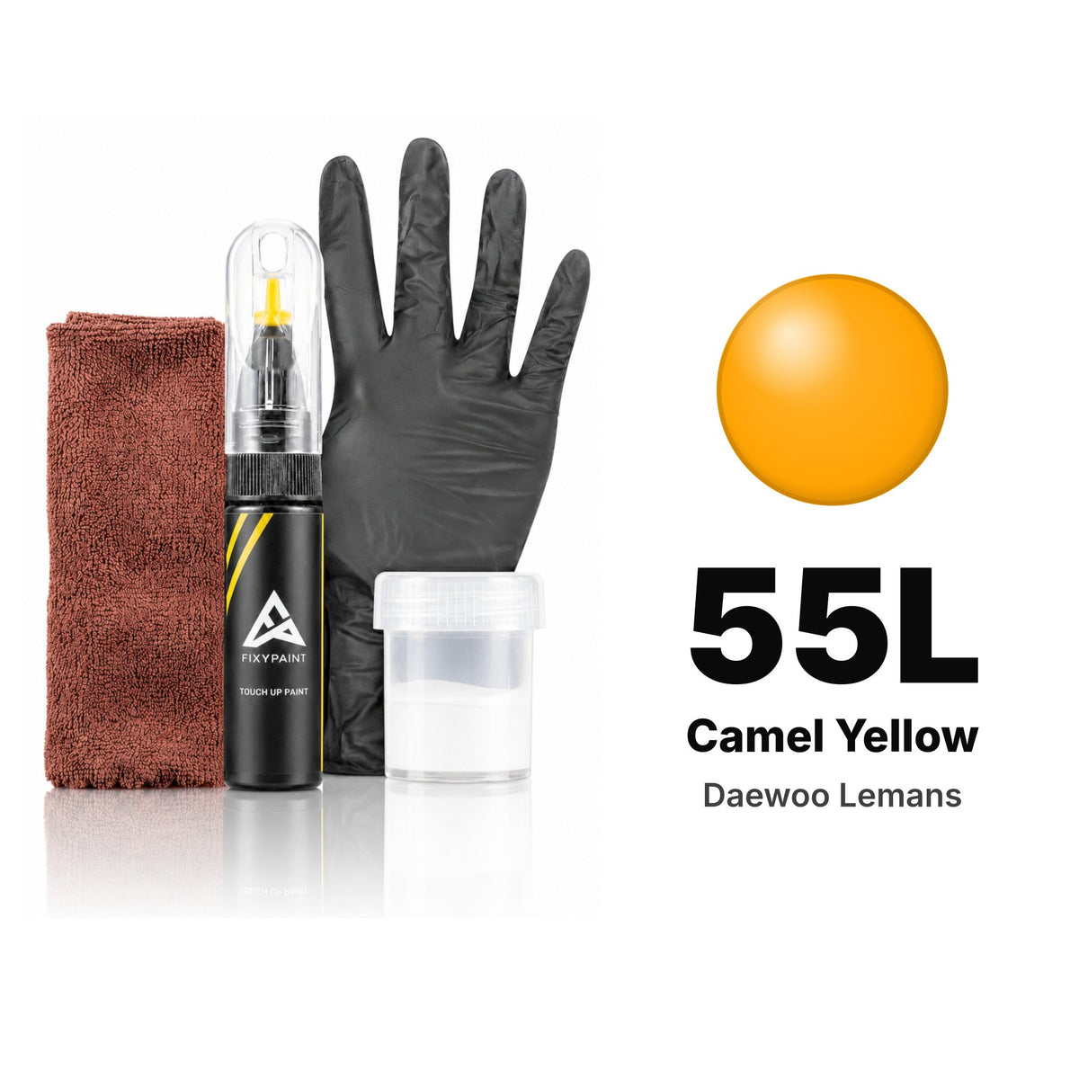 Touch-up paint for Daewoo Lemans 55L Camel Yellow, Complete kit