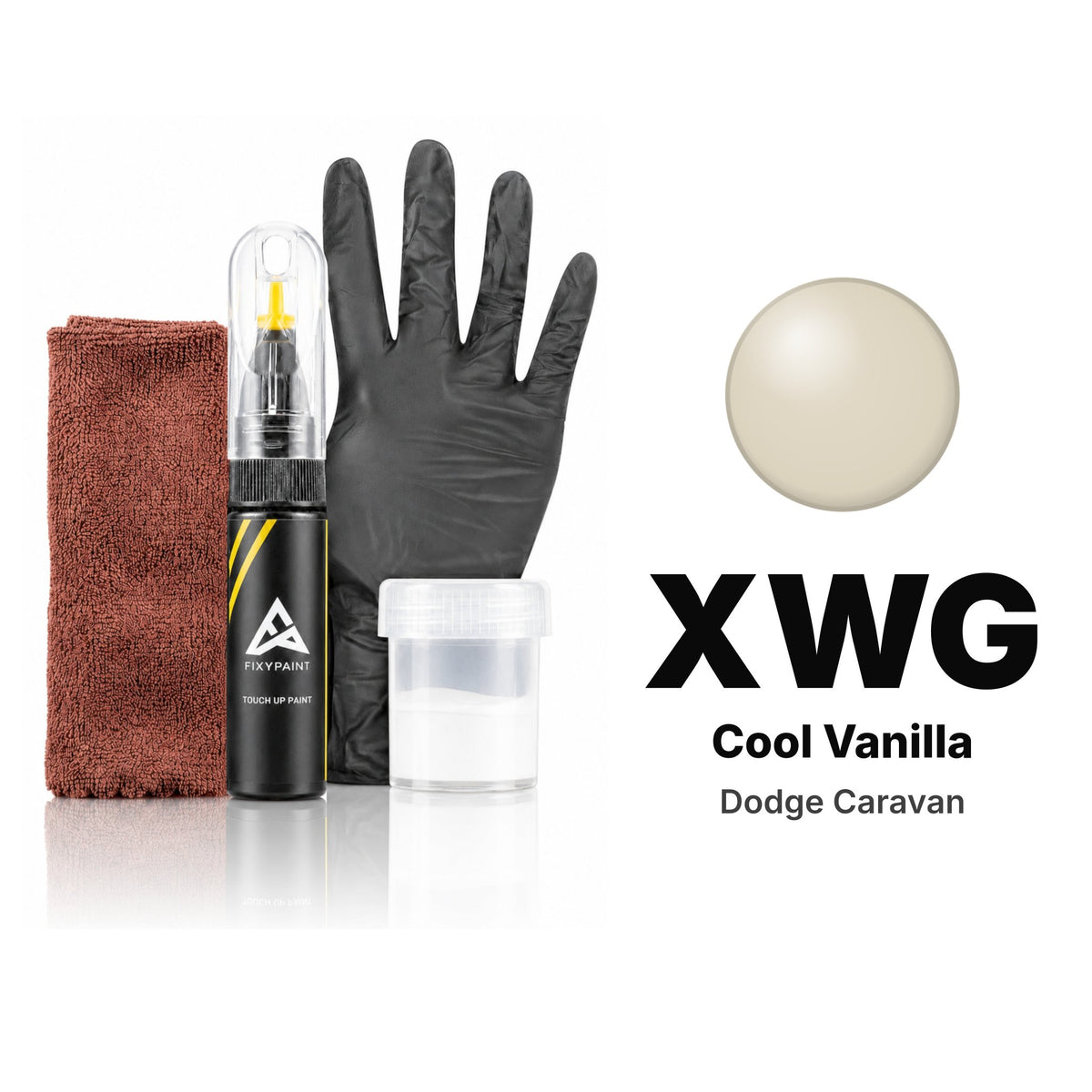 Touch-up paint for Dodge Caravan XWG Cool Vanilla, Complete kit