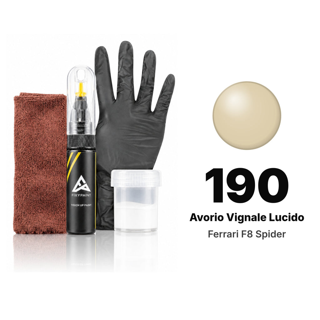 Peinture de retouche pour Ferrari F8 Spider – 190 Avorio Vignale Lucido (2019–2023), kit Complet