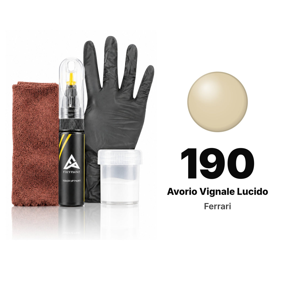 Lackstift für Ferrari – 190 Avorio Vignale Lucido (alle Modelle, 2008–2009), Set Komplett