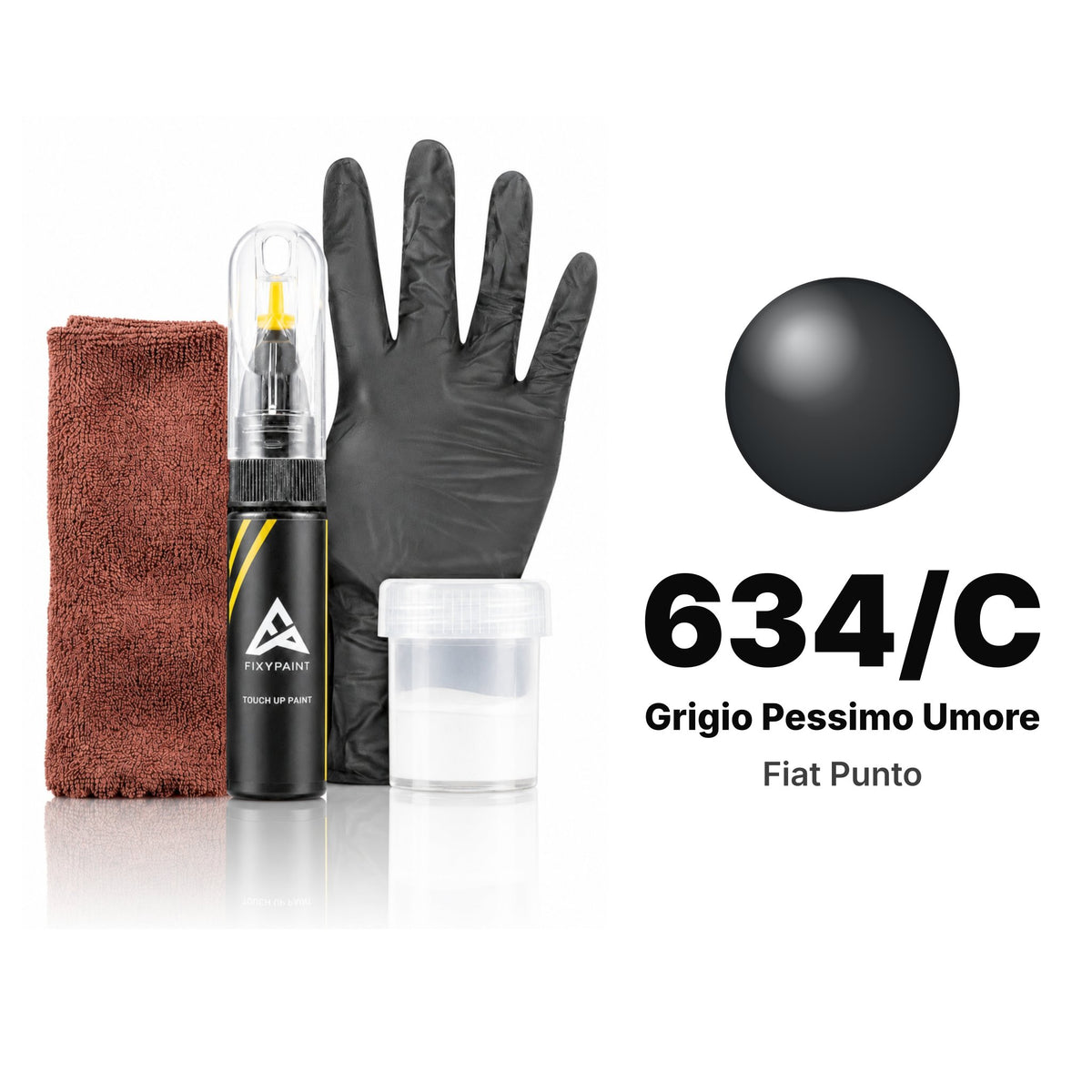 Touch-up paint for Fiat Punto 634/C Grigio Pessimo Umore, Complete kit