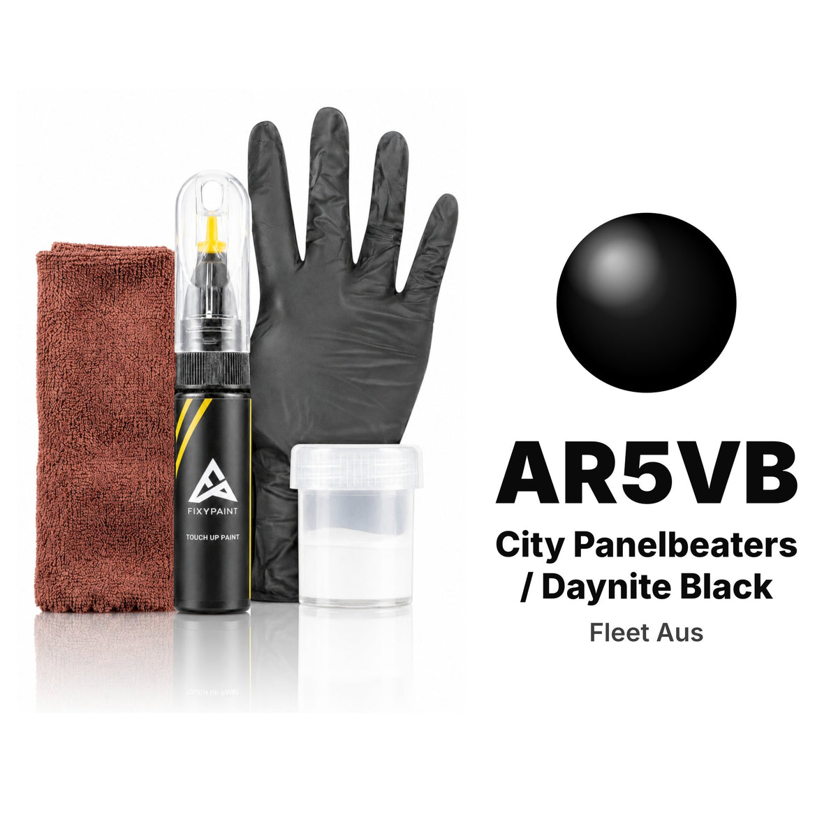 Touch-up paint for Fleet Aus AR5VB City Panelbeaters / Daynite Black, Complete kit
