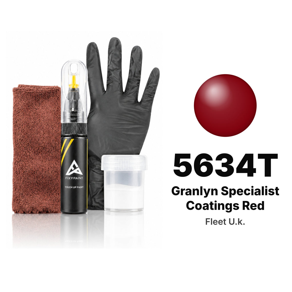 Touch-up paint for Fleet U.k. 5634T Granlyn Specialist Coatings Red, Complete kit
