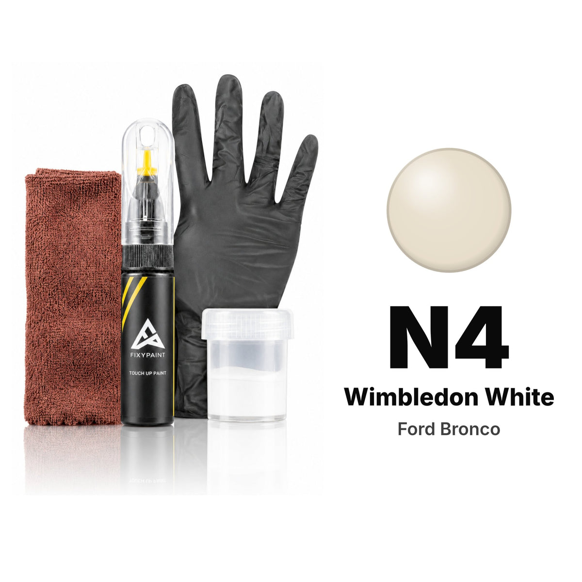 Touch-up paint for Ford Bronco N4 Wimbledon White, Complete kit