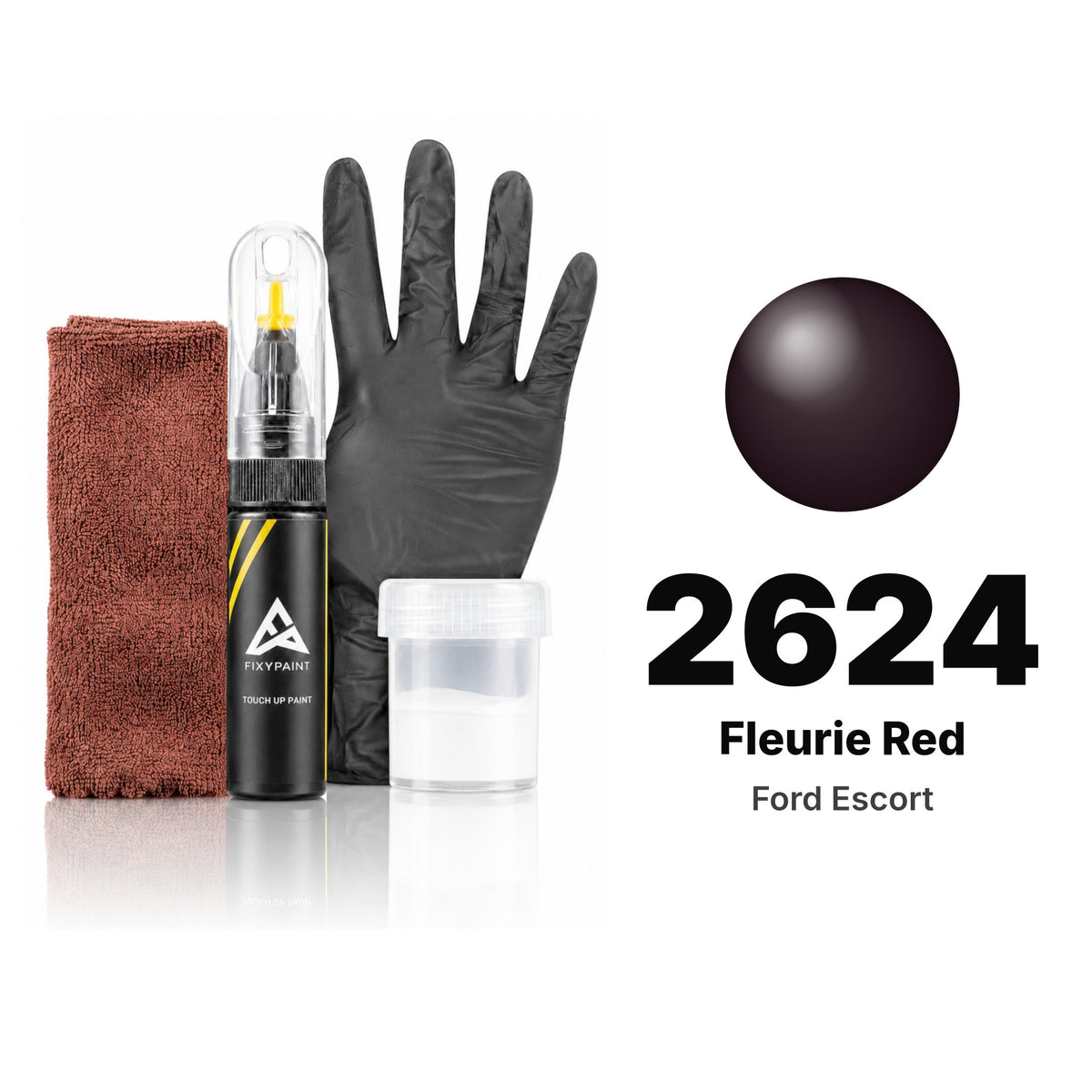 Touch-up paint for Ford Escort 2624 Fleurie Red, Complete kit