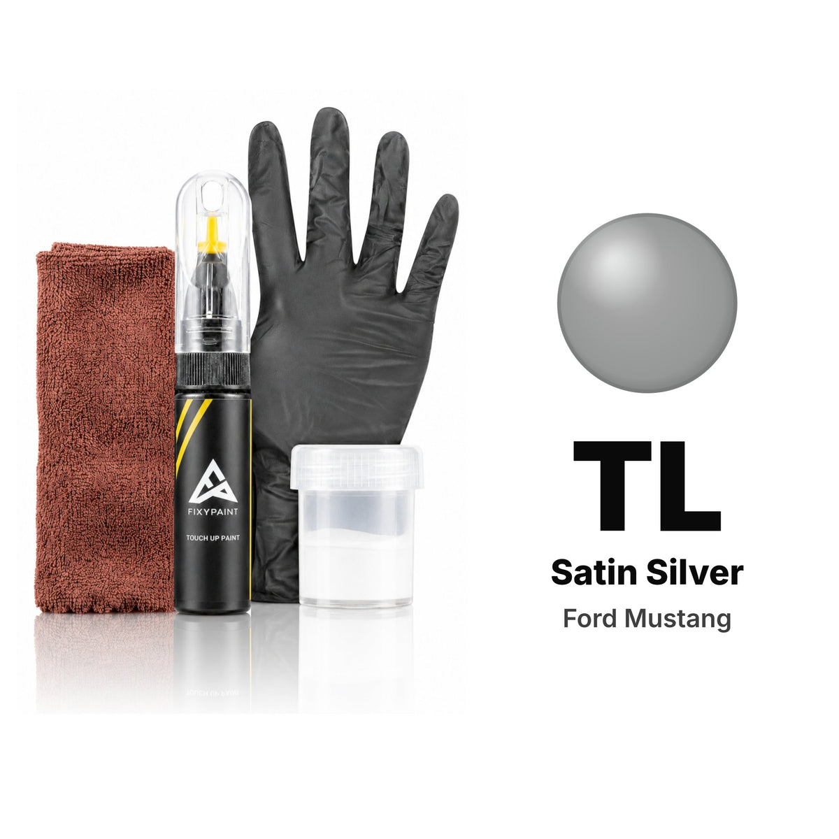 Touch-up paint for Ford Mustang TL Satin Silver, Complete kit
