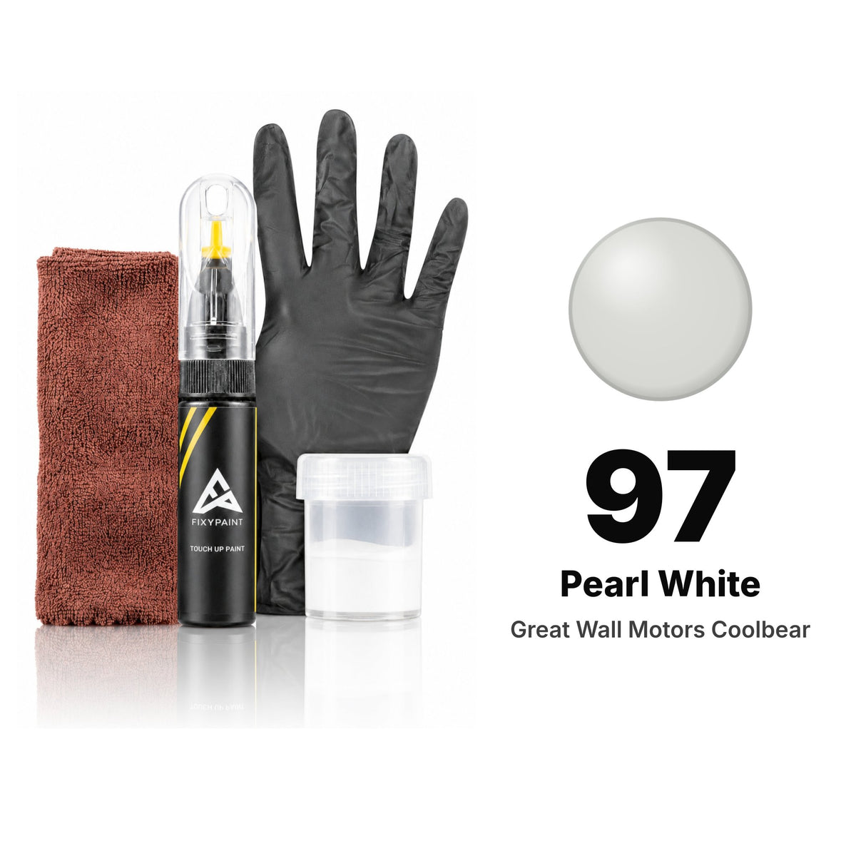 Touch-up paint for Great Wall Motors Coolbear 97 Pearl White, Complete kit