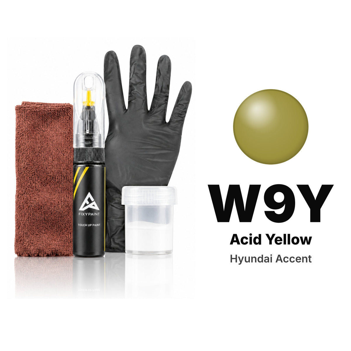Touch-up paint for Hyundai Accent W9Y Acid Yellow, Complete kit