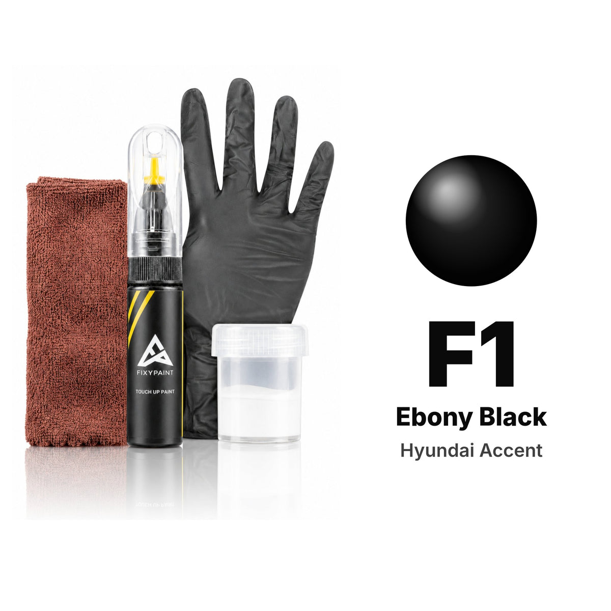Touch-up paint for Hyundai Accent F1 Ebony Black, Complete kit