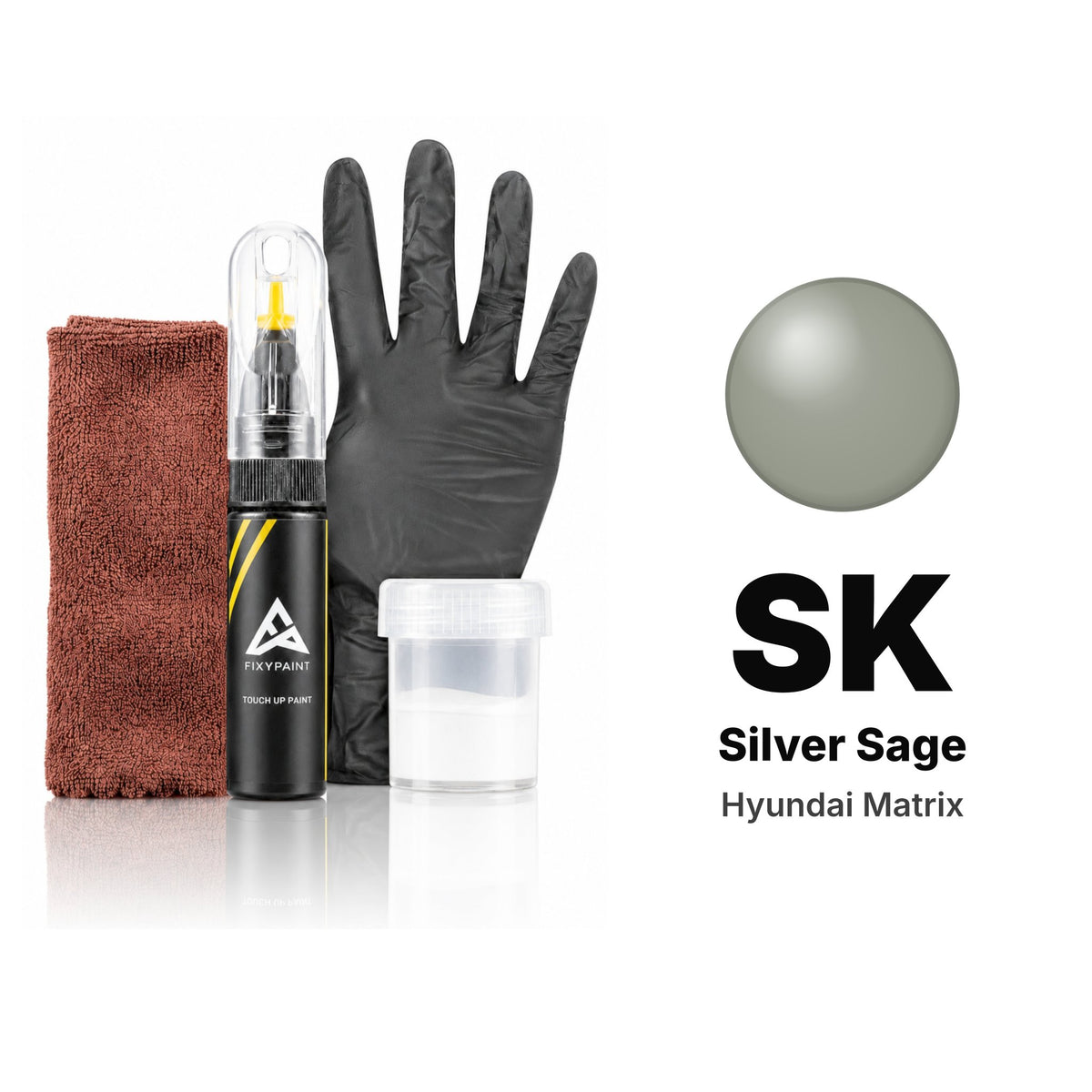 Touch-up paint for Hyundai Matrix SK Silver Sage, Complete kit