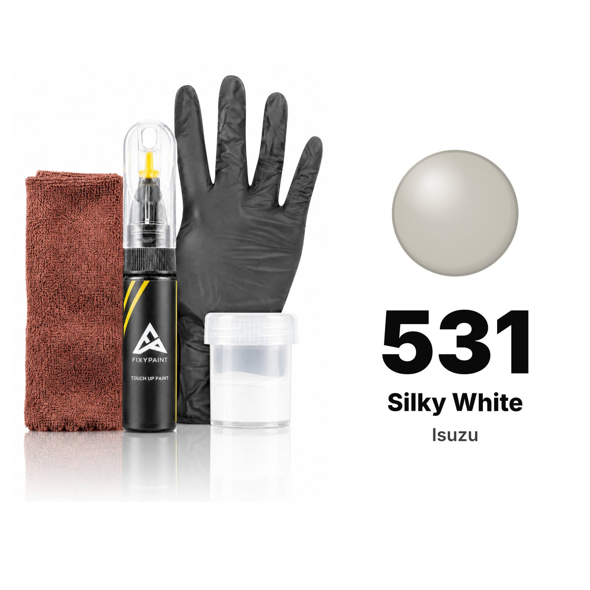 Touch-up paint for Isuzu 531 Silky White, Complete kit