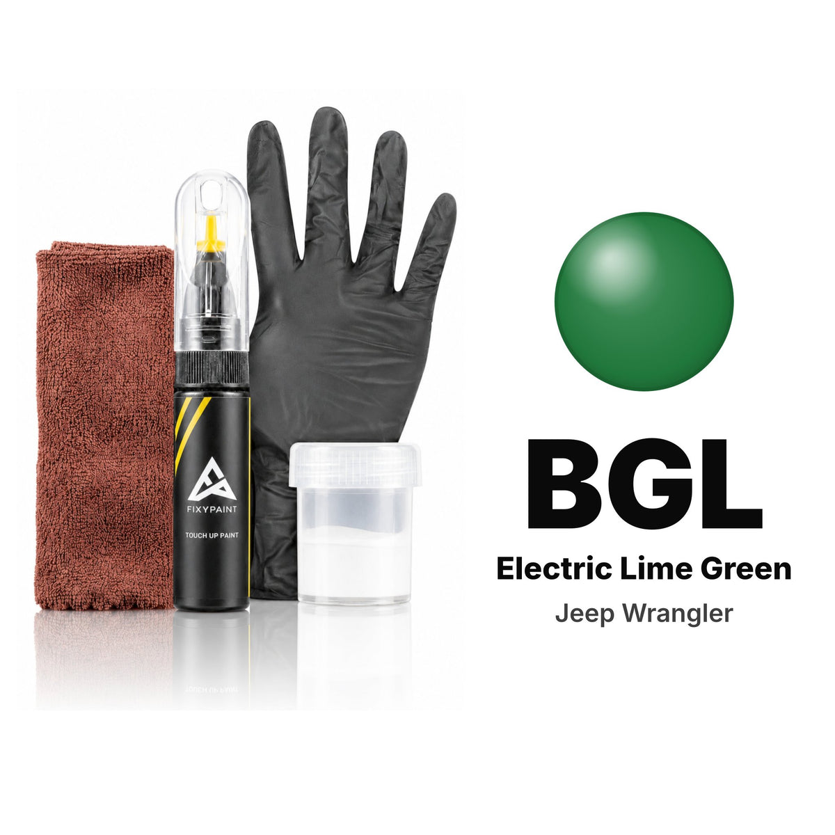 Touch-up paint for Jeep Wrangler BGL Electric Lime Green, Complete kit
