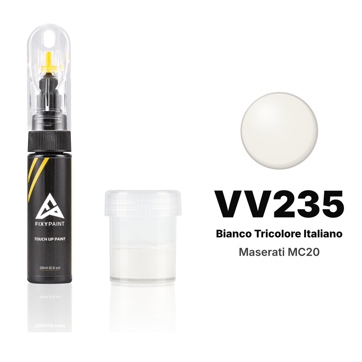 Peinture de retouche pour Maserati MC20 – VV235 Bianco Tricolore Italiano (2020), kit Standard