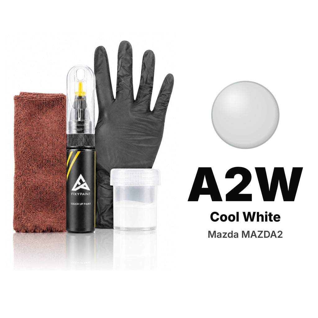 Touch-up paint for Mazda MAZDA2 A2W Cool White, Complete kit