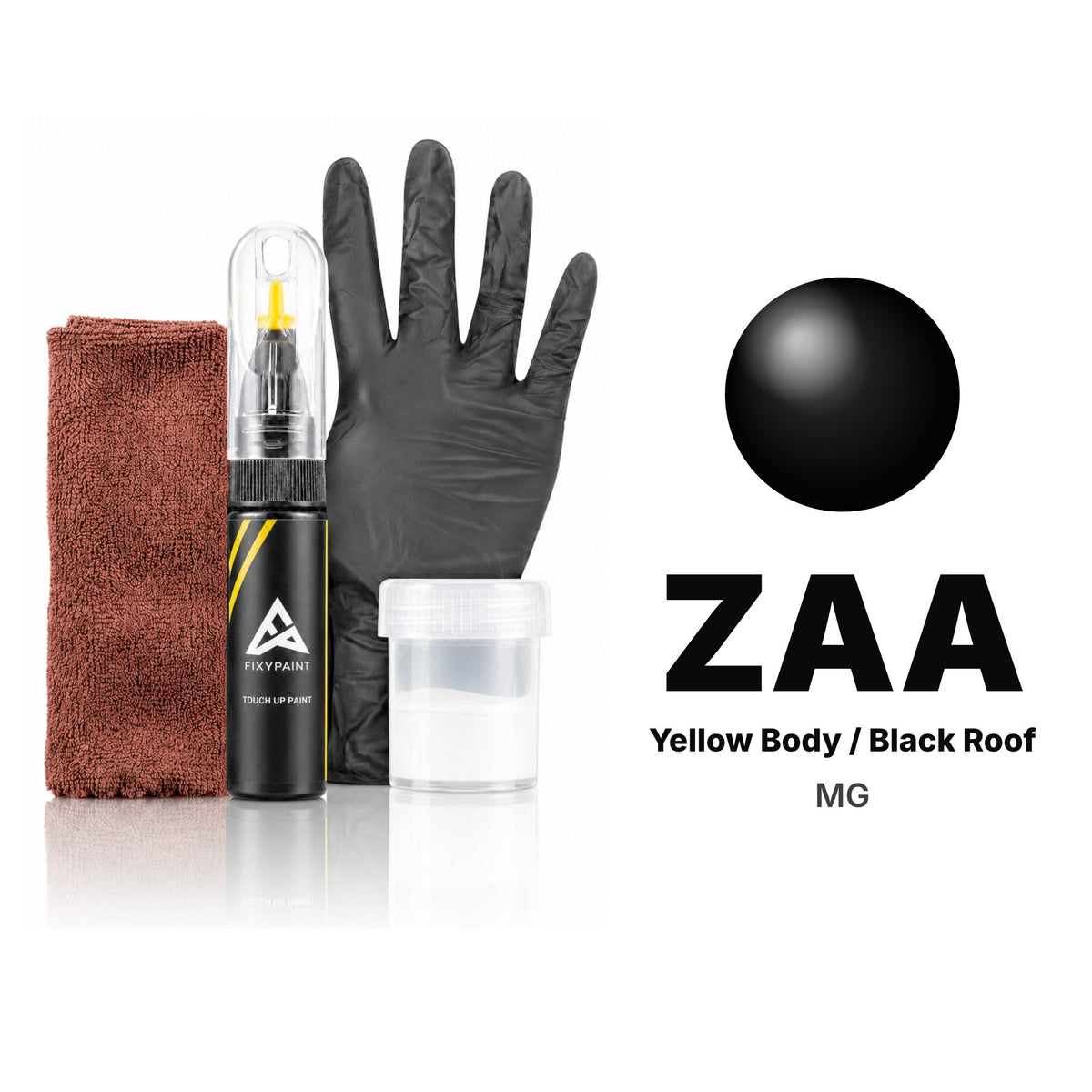 Touch-up paint for MG ZAA Yellow Body / Black Roof, Complete kit