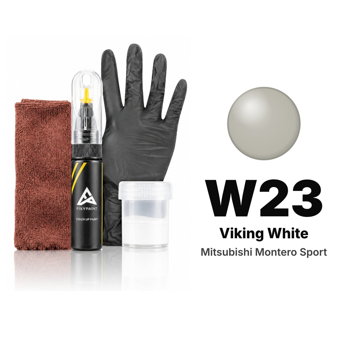 Touch-up paint for Mitsubishi Montero Sport W23 Viking White, Complete kit
