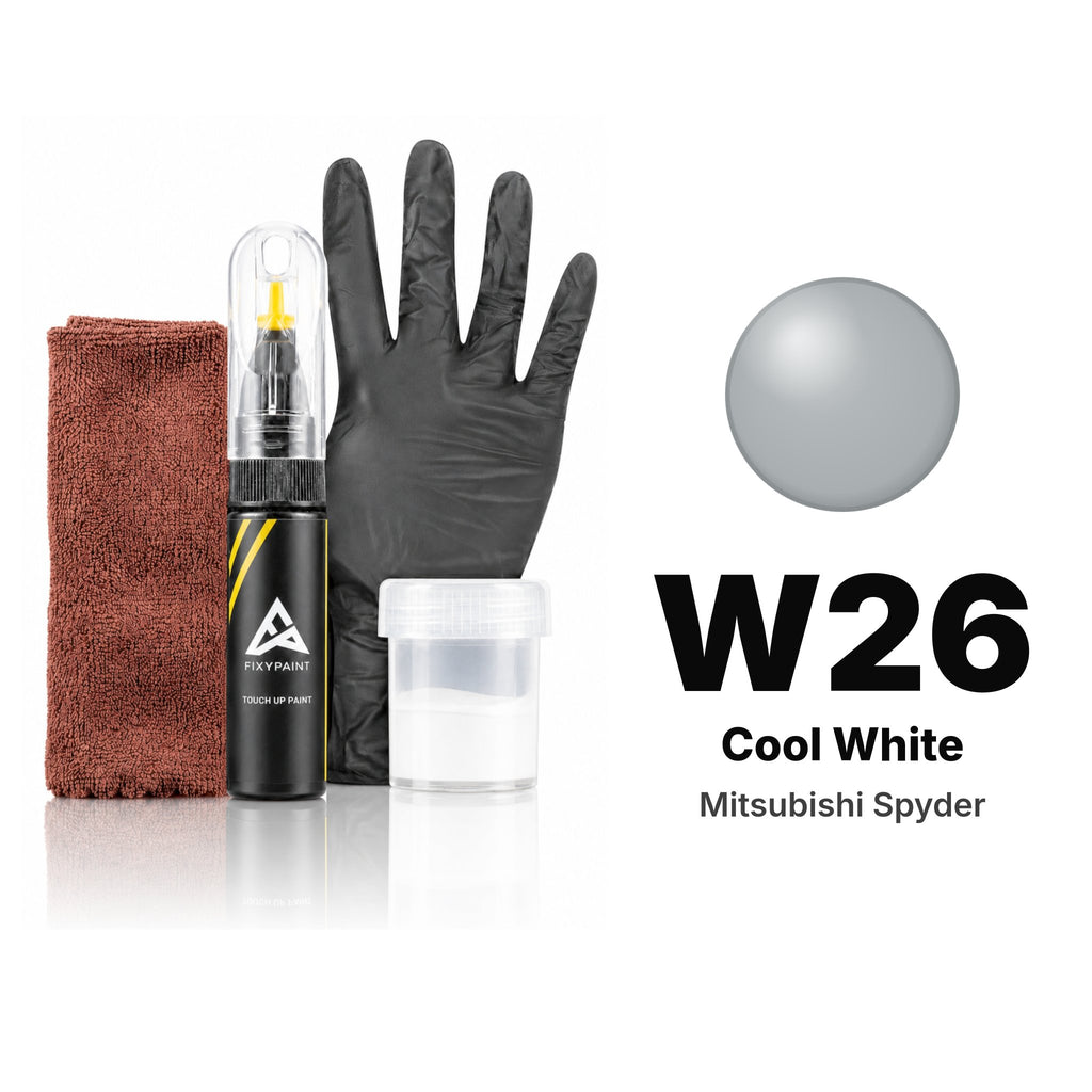Touch-up paint for Mitsubishi Spyder W26 Cool White, Complete kit