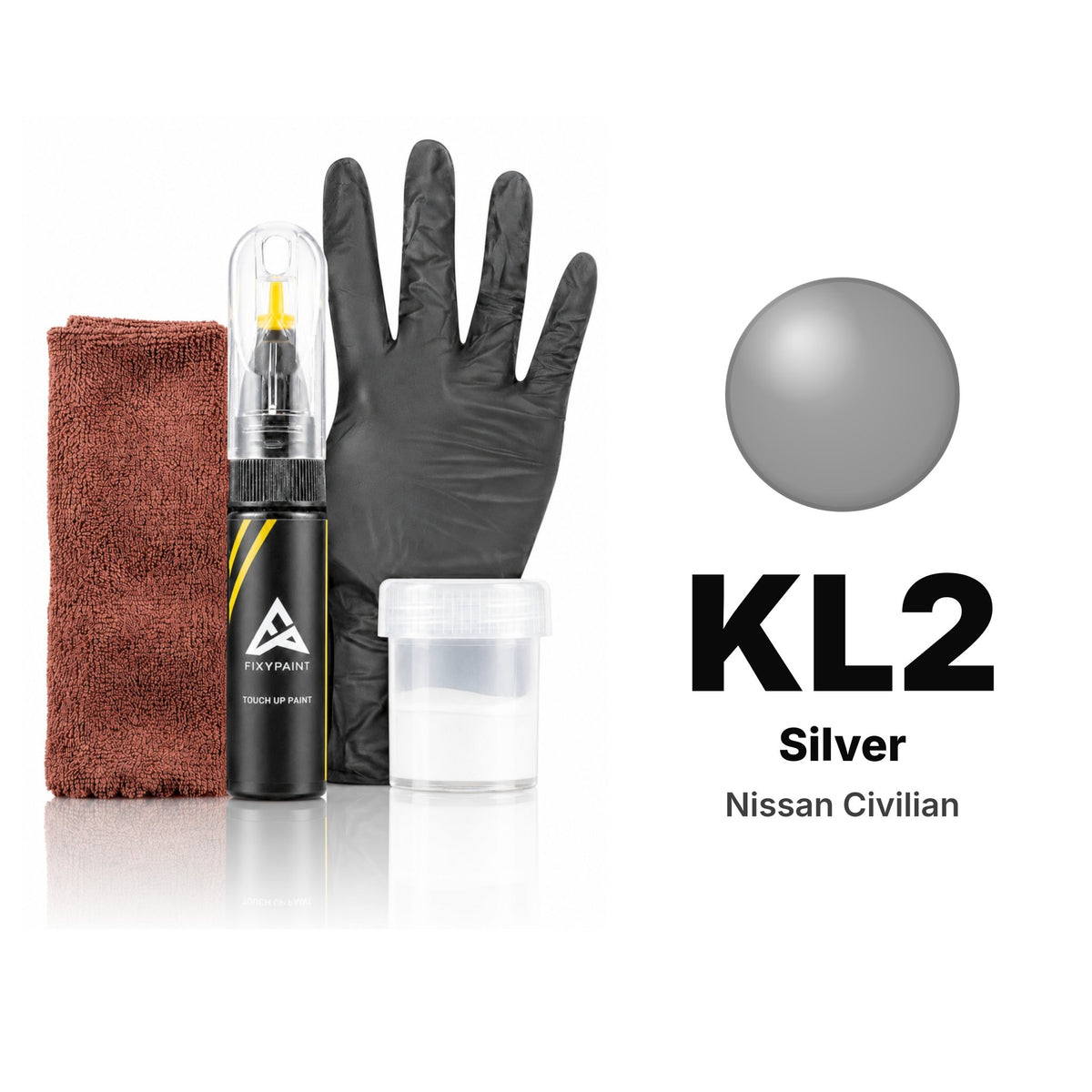 Touch-up paint for Nissan Civilian KL2 Silver, Complete kit