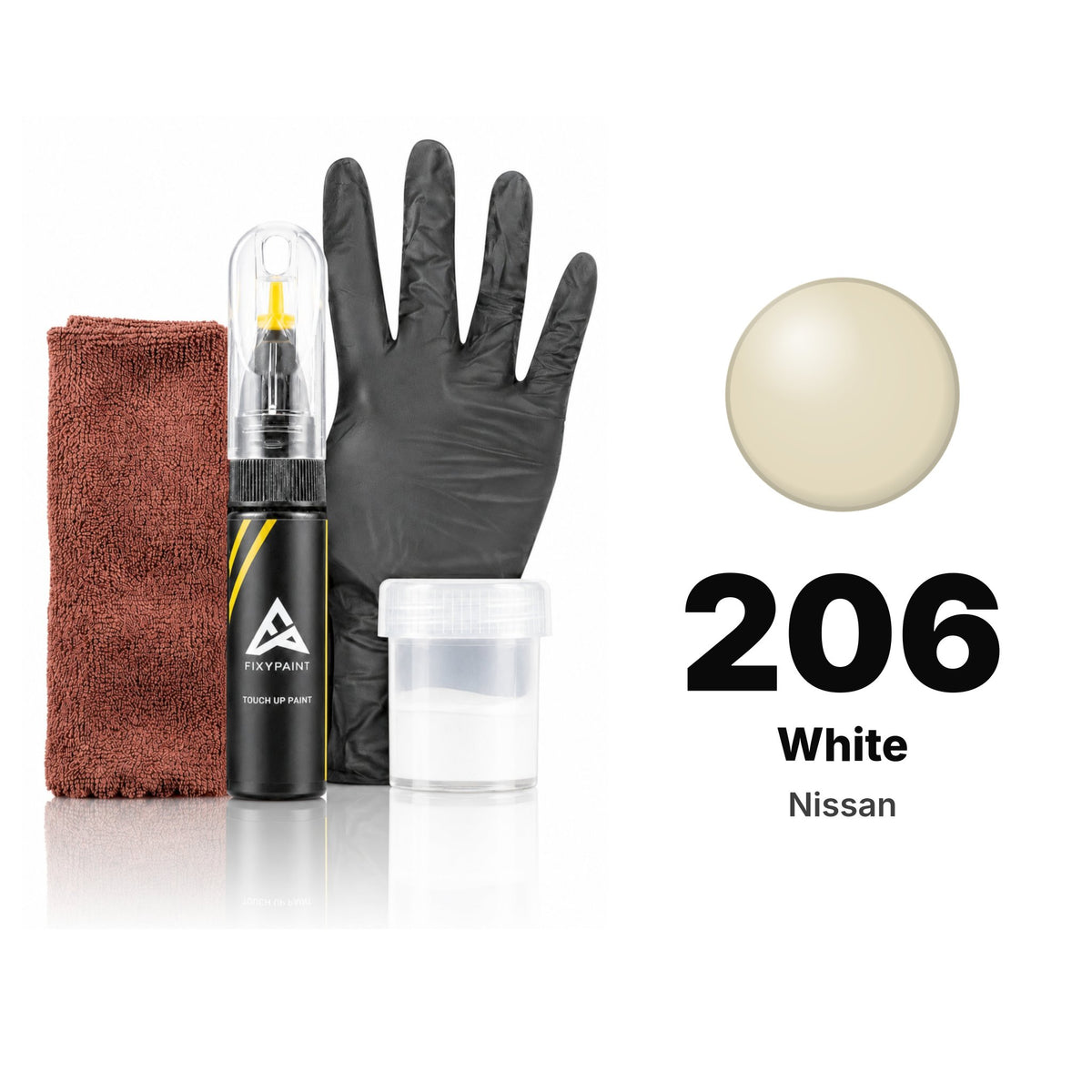 Lackstift für Nissan – 206 White (alle Modelle, 1980–1986), Set Komplett