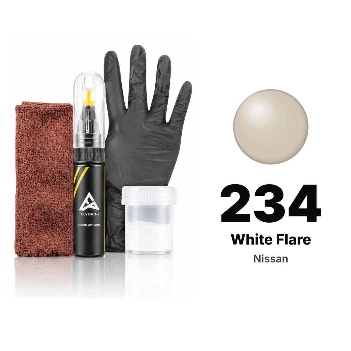 Touch-up paint for Nissan 234 White Flare, Complete kit