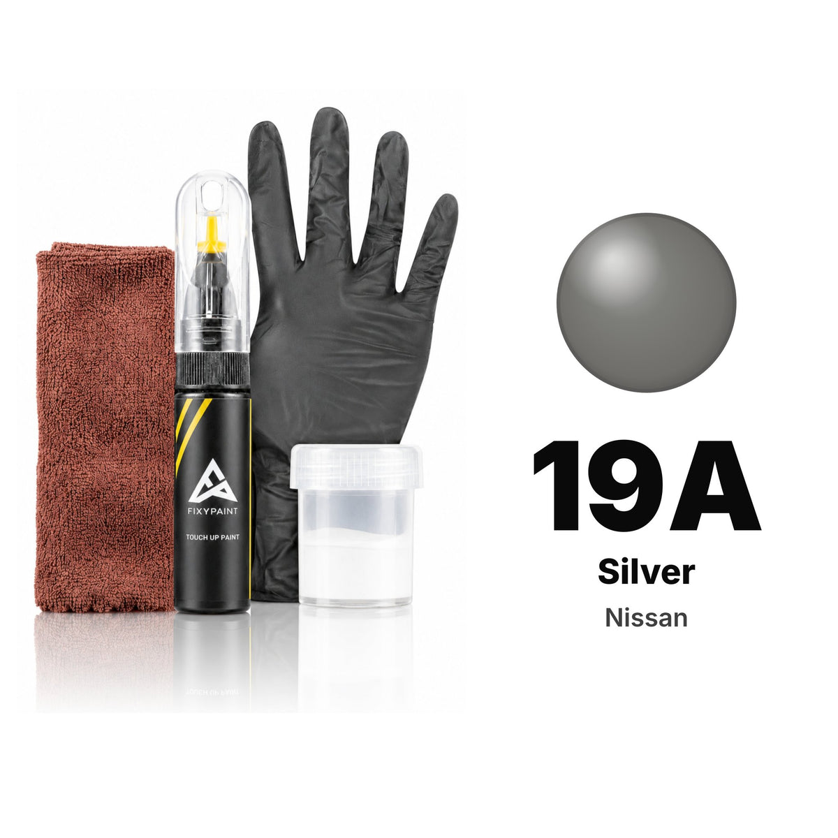 Touch-up paint for Nissan 19A Silver, Complete kit
