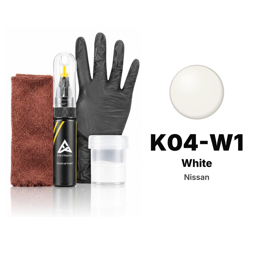 Peinture de retouche pour Nissan – K04-W1 White (tous modèles, 2000–2004), kit Complet