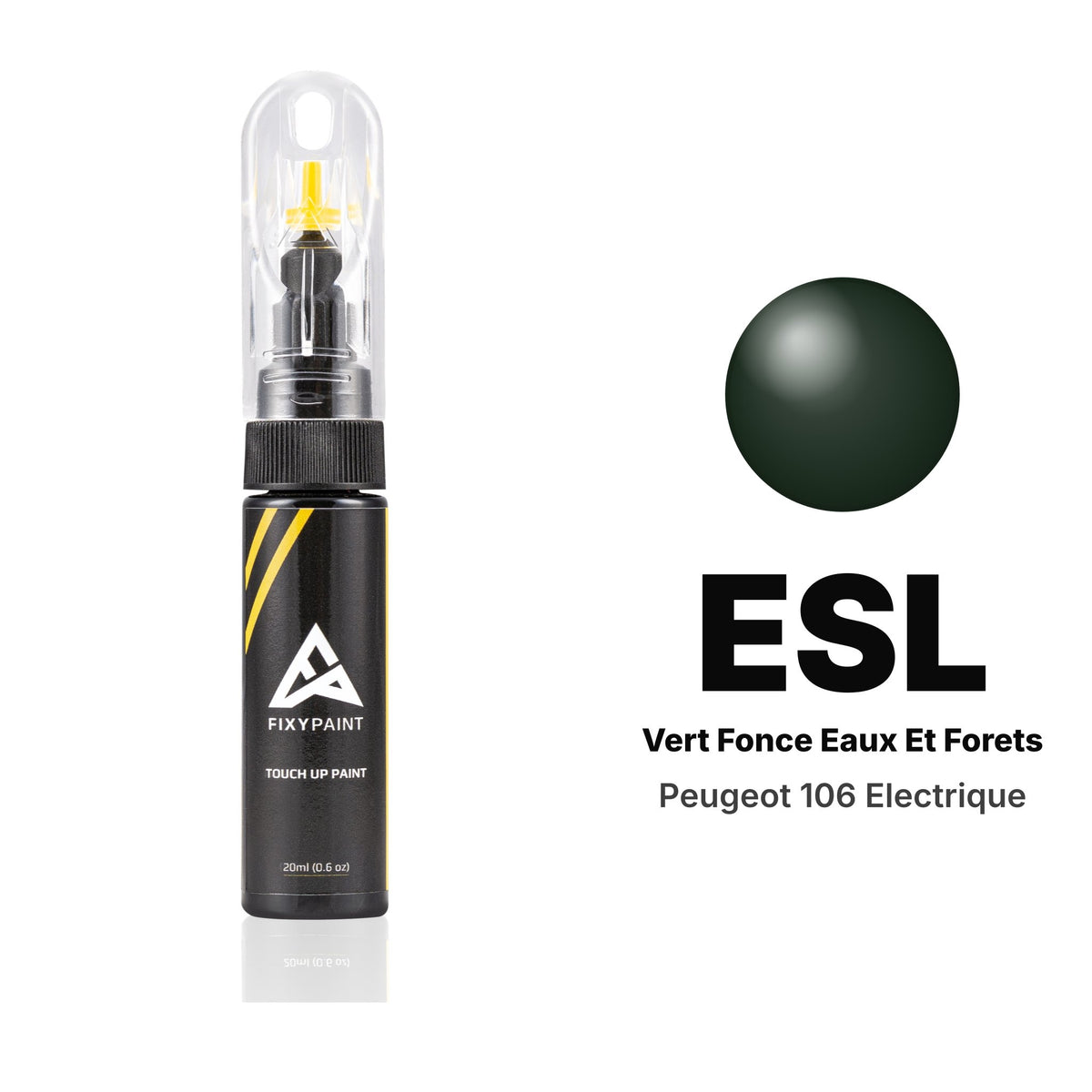 Touch-up paint for Peugeot 106 Electrique ESL Vert Fonce Eaux et Forets, Basic kit