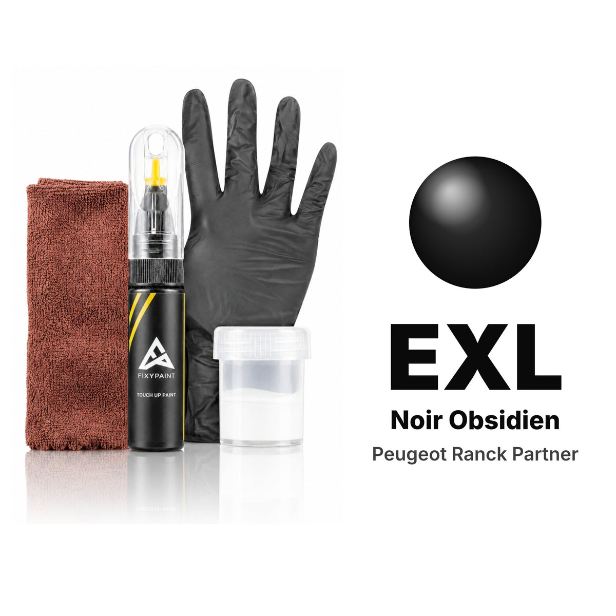 Touch-up paint for Peugeot Ranck Partner EXL Noir Obsidien, Complete kit