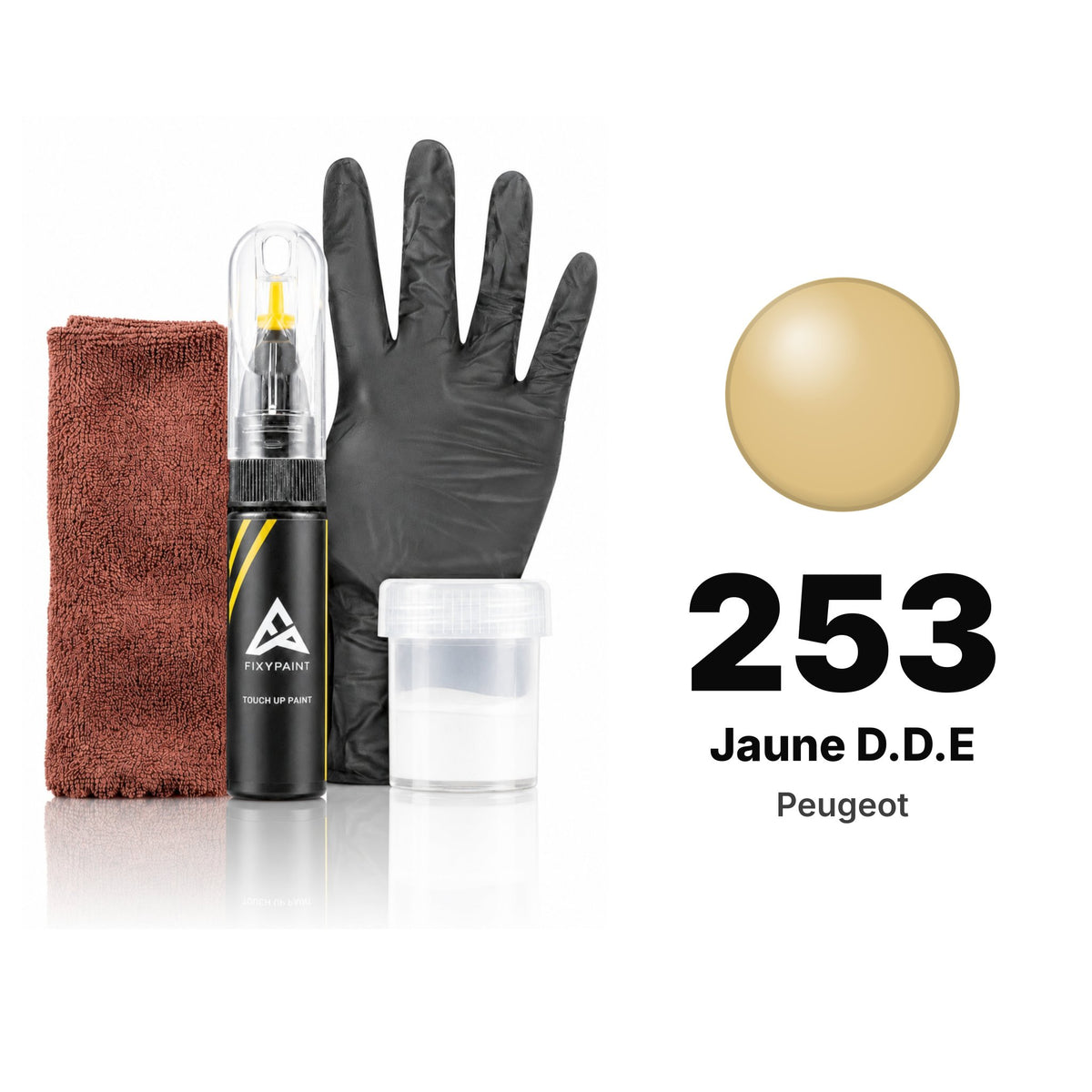 Lackstift für Peugeot – 253 Jaune D.D.E (alle Modelle, ab 1996), Set Komplett