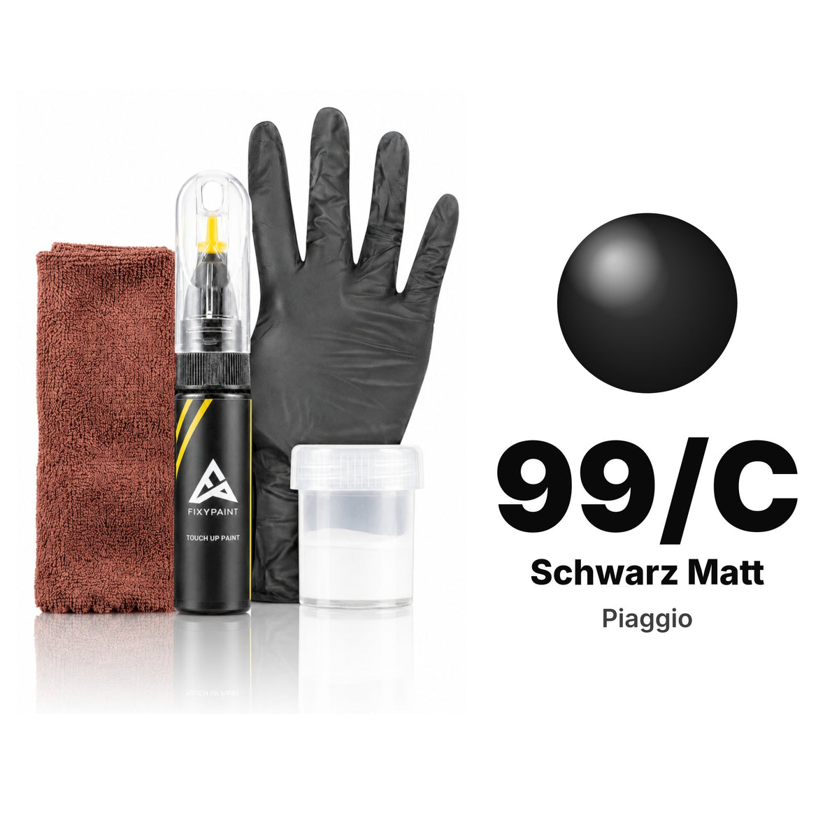Touch-up paint for Piaggio 99/C Schwarz Matt, Complete kit