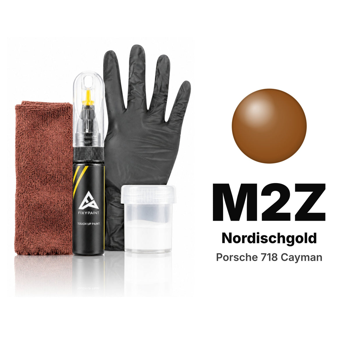 Lackstift für Porsche 718 Cayman – M2Z Nordischgold (2009–2011), Set Komplett