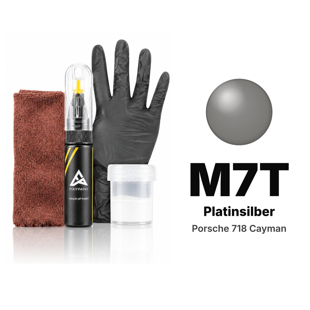 Lackstift für Porsche 718 Cayman – M7T Platinsilber (2010–2013), Set Komplett