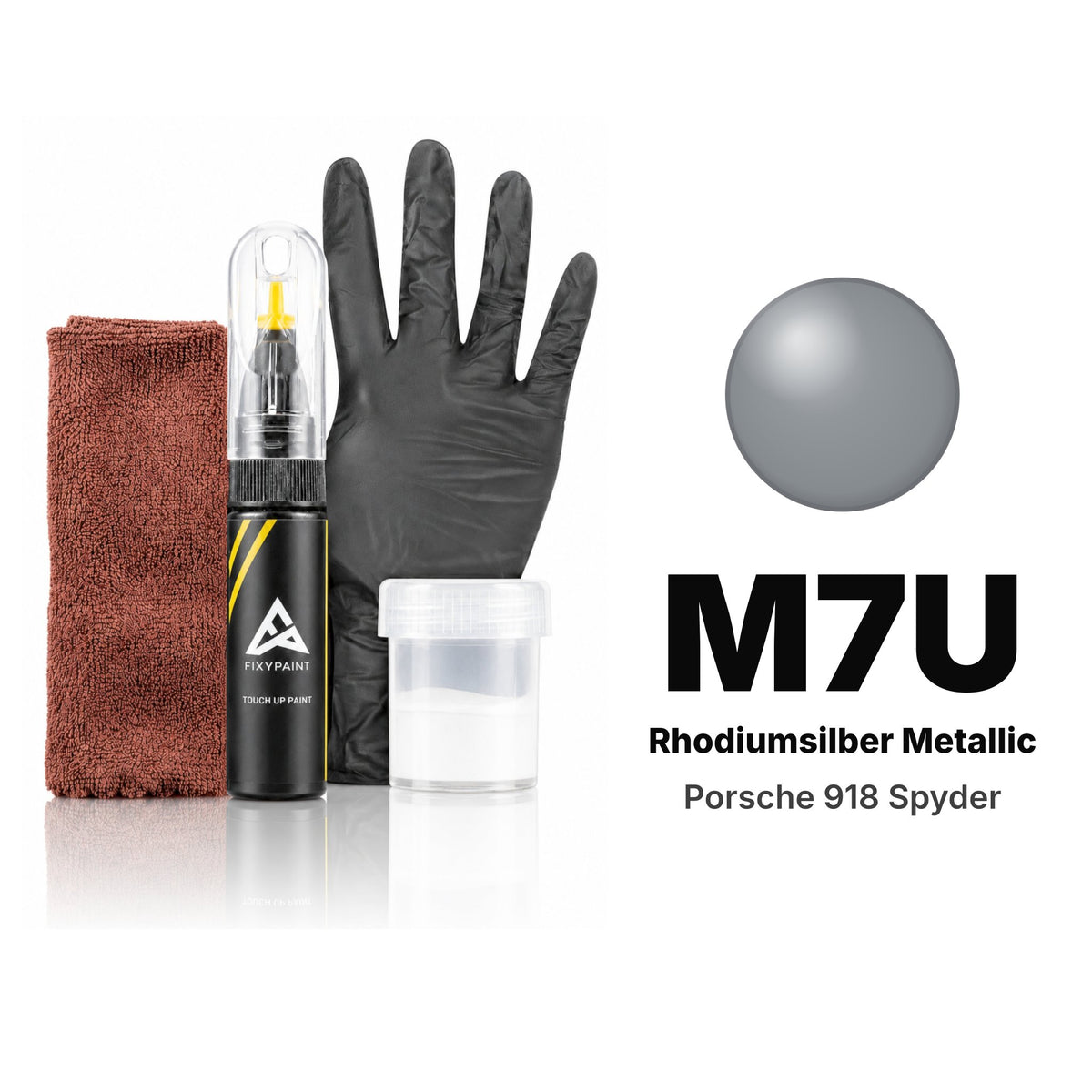 Touch-up paint for Porsche 918 Spyder M7U Rhodiumsilber Metallic, Complete kit