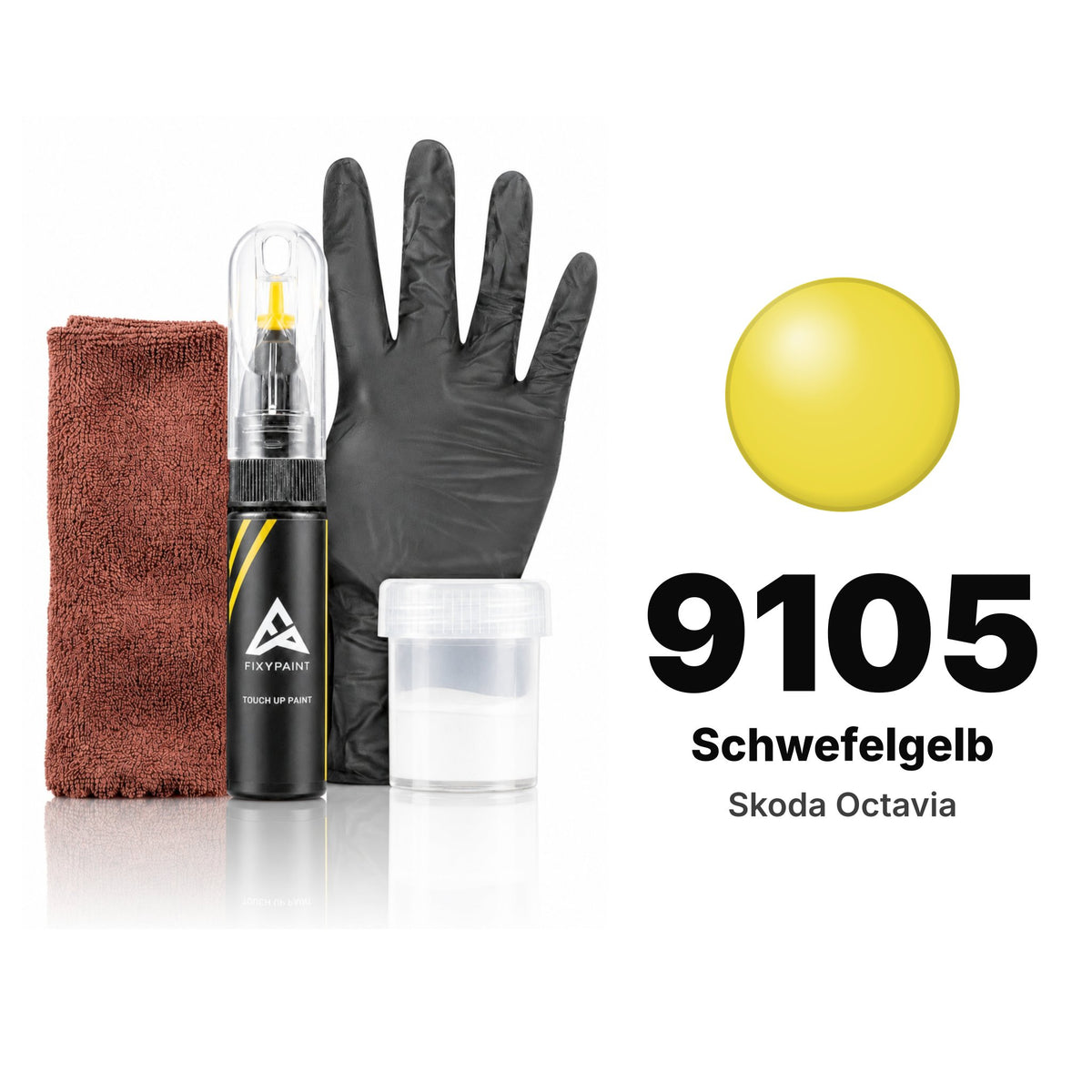Touch-up paint for Skoda Octavia 9105 Schwefelgelb, Complete kit