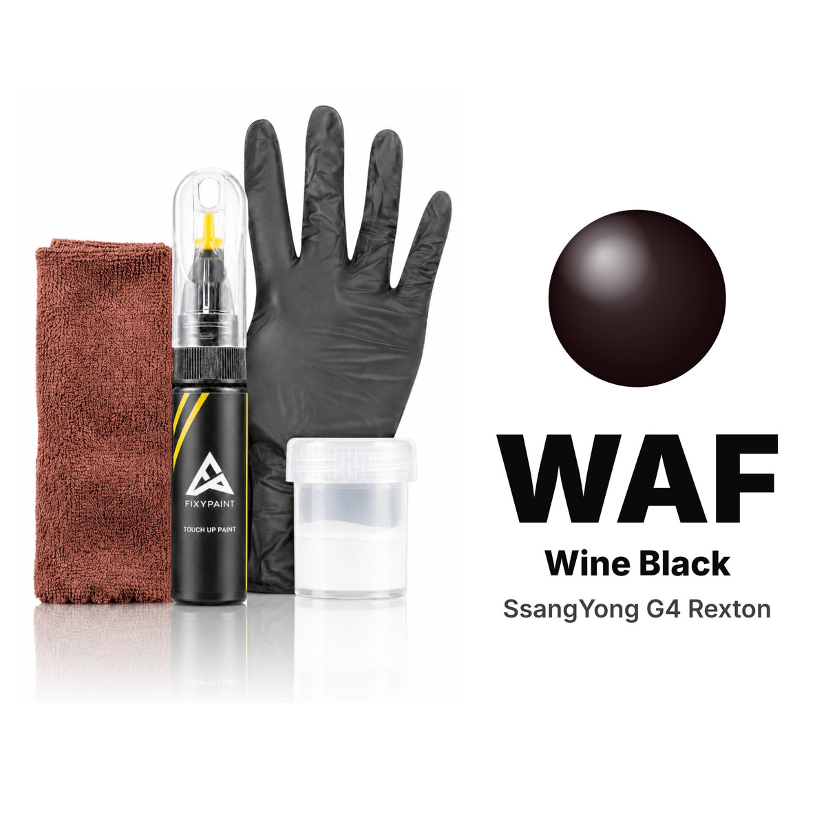 Touch-up paint for SsangYong G4 Rexton WAF Wine Black, Complete kit