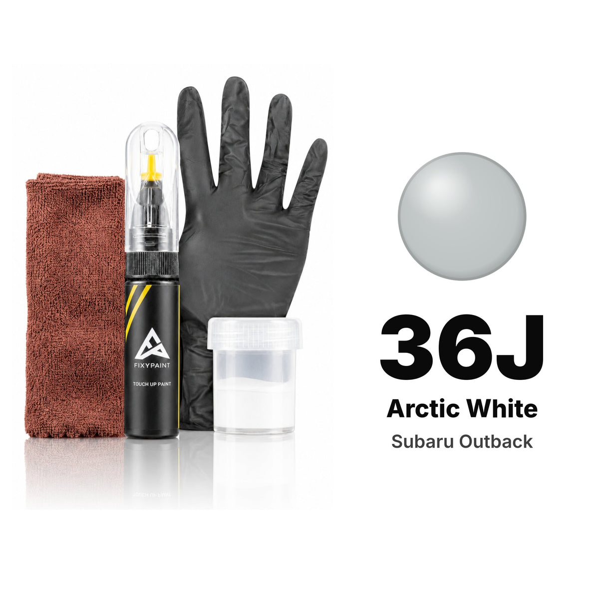 Touch-up paint for Subaru Outback 36J Arctic White, Complete kit