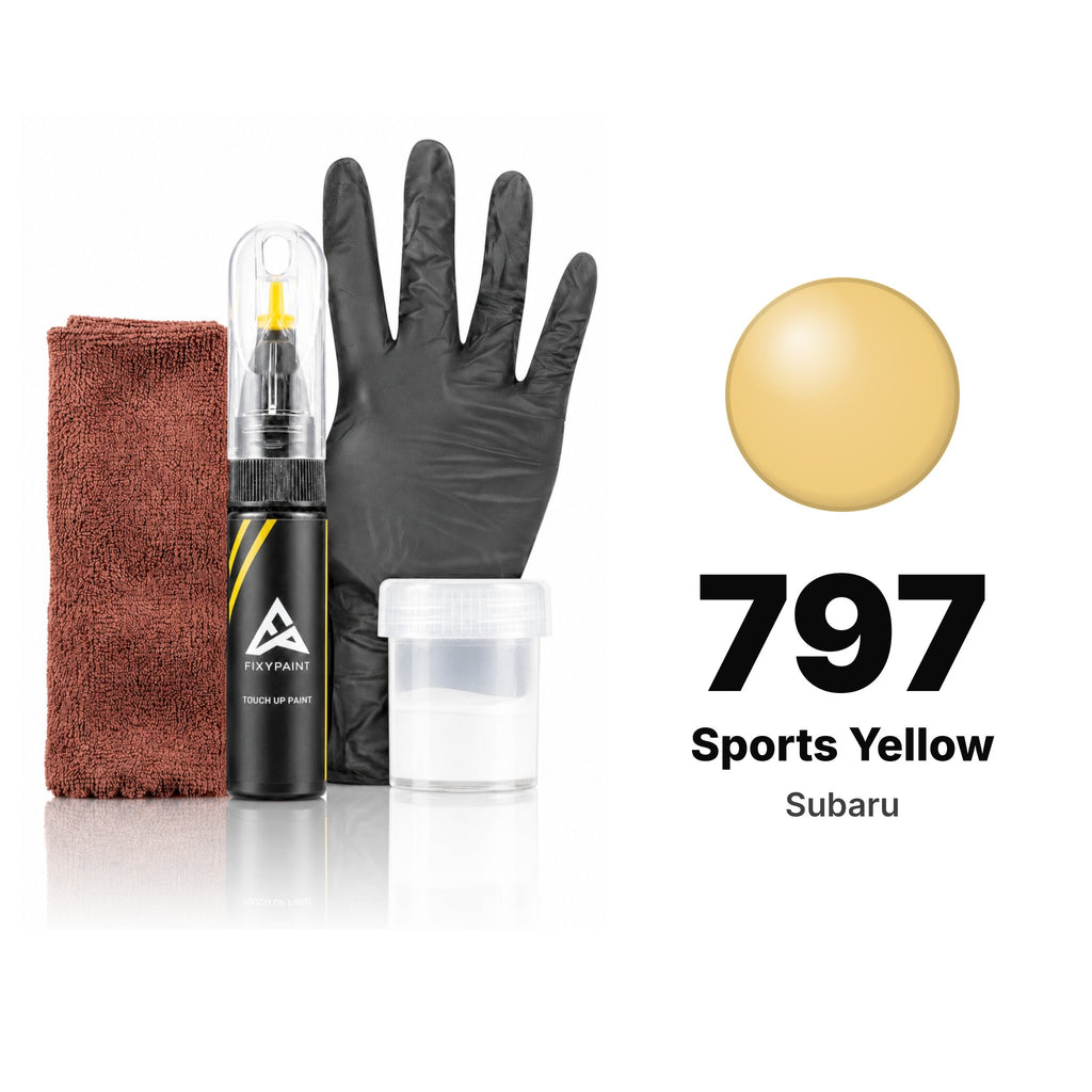 Lackstift für Subaru – 797 Sports Yellow (alle Modelle, 1998–2004), Set Komplett
