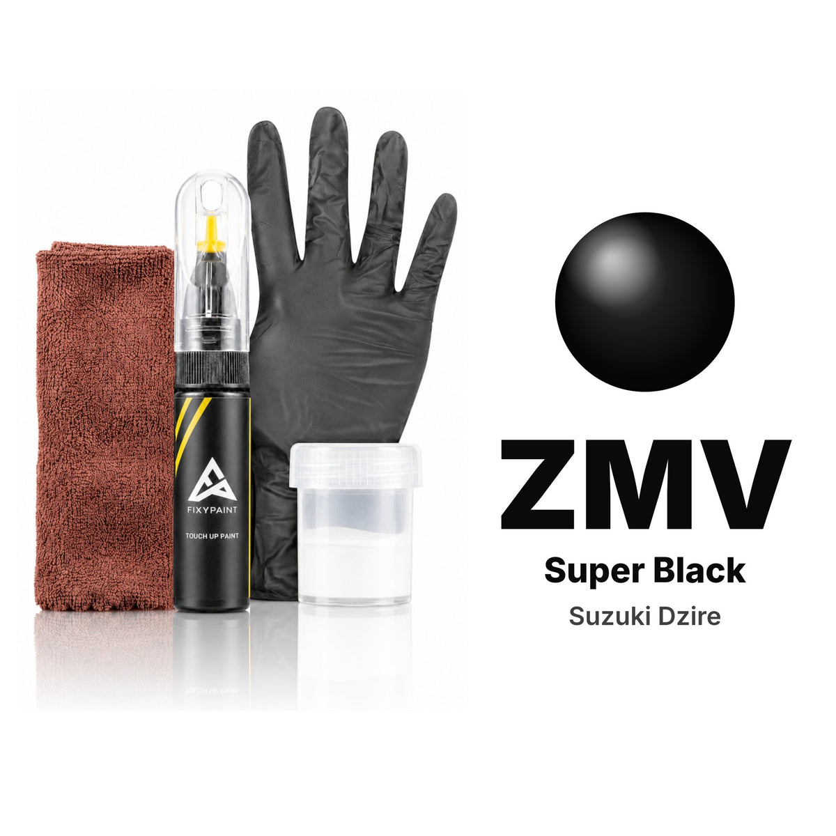 Touch-up paint for Suzuki Dzire ZMV Super Black, Complete kit