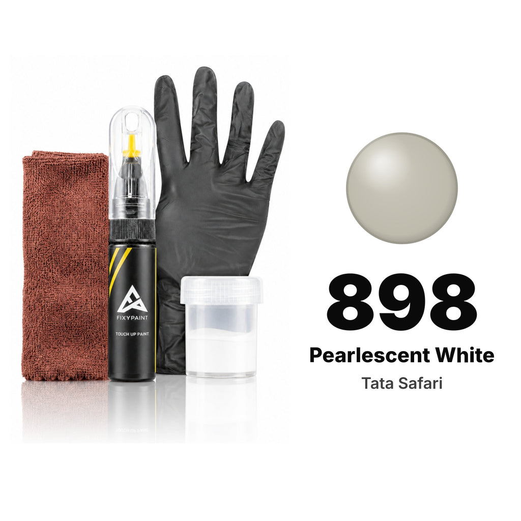 Touch-up paint for Tata Safari 898 Pearlescent White, Complete kit