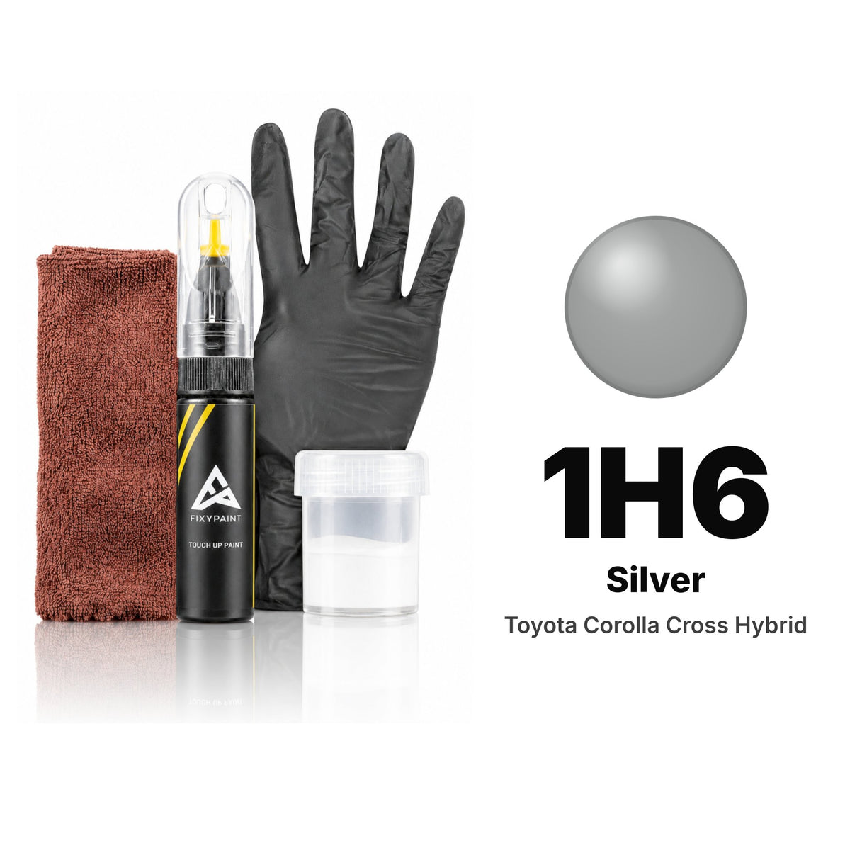 Touch-up paint for Toyota Corolla Cross Hybrid 1H6 Silver, Complete kit