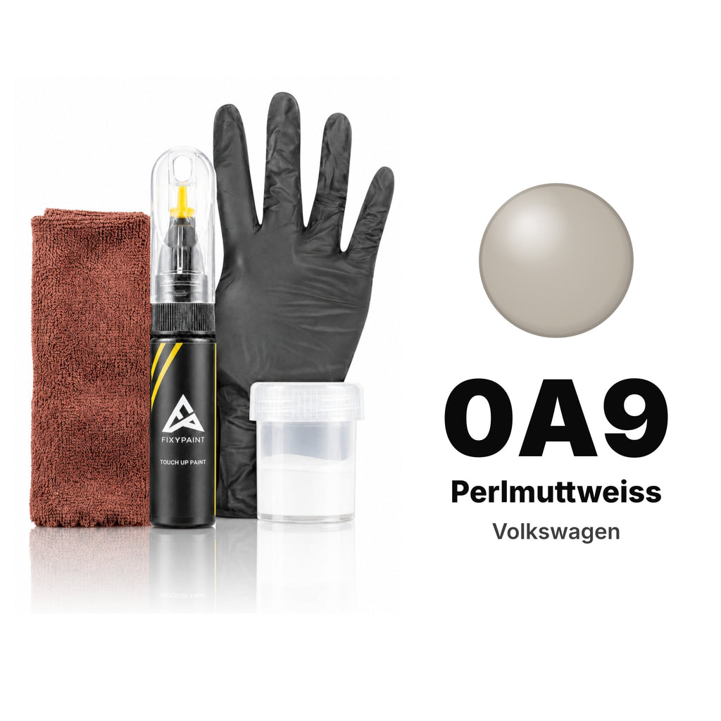 Touch-up paint for Volkswagen 0A9 Perlmuttweiss, Complete kit